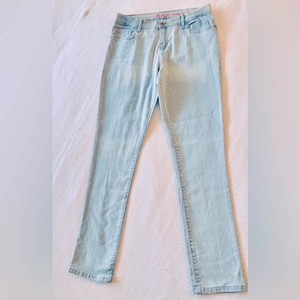 PLACE Girls Denim Super Skinny Stretch Light Blue Jeans - Picture 4 of 16